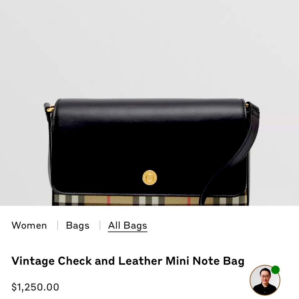 Authentic Vintage Check & Italian Leather Burberry Bag